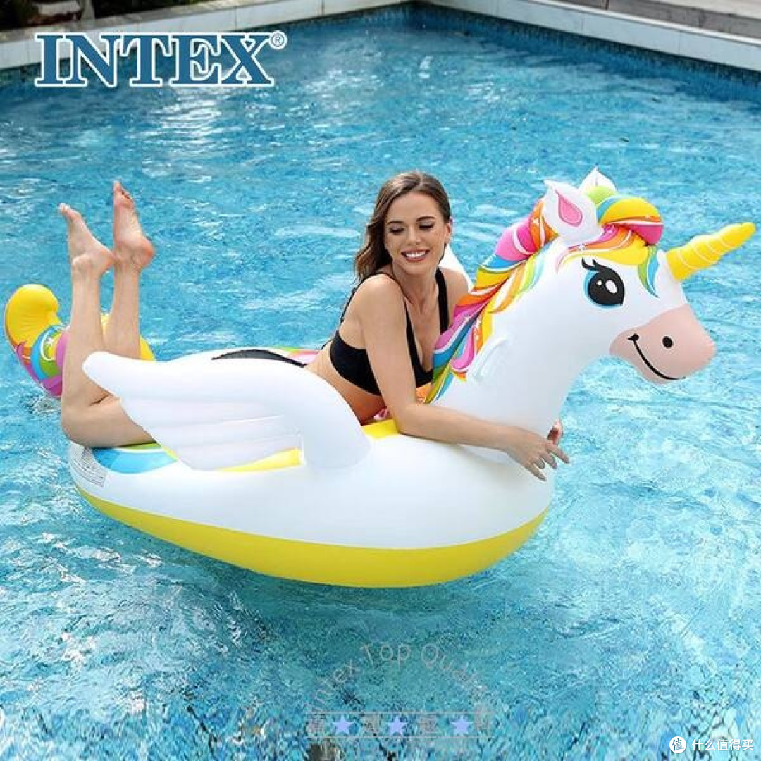 INTEX 57561独角兽充气坐骑，让泳池时光闪耀童话色彩