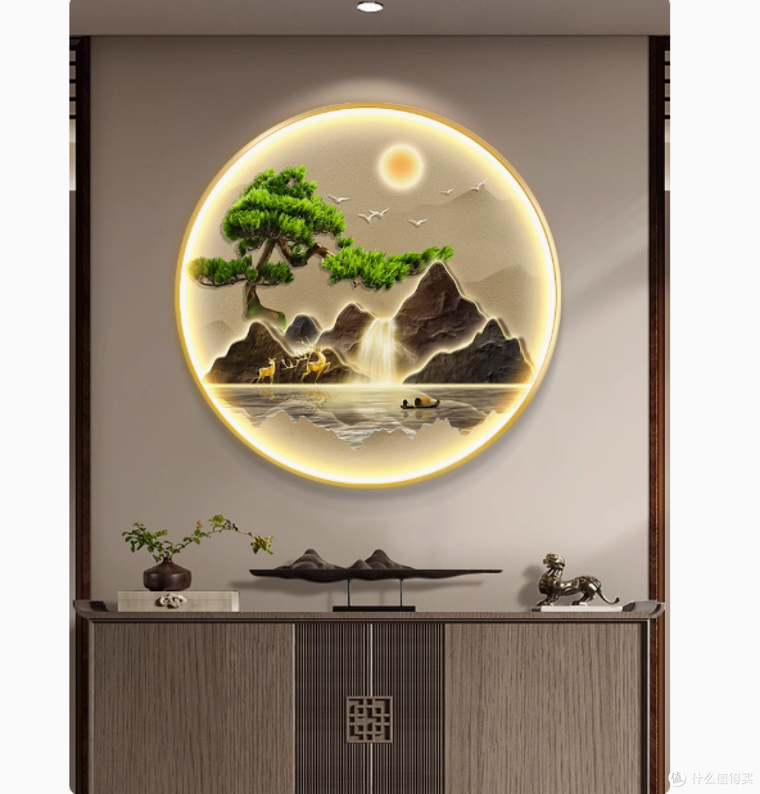 鼎翼旗舰店新中式入户圆形玄关装饰画：点亮空间的艺术臻品