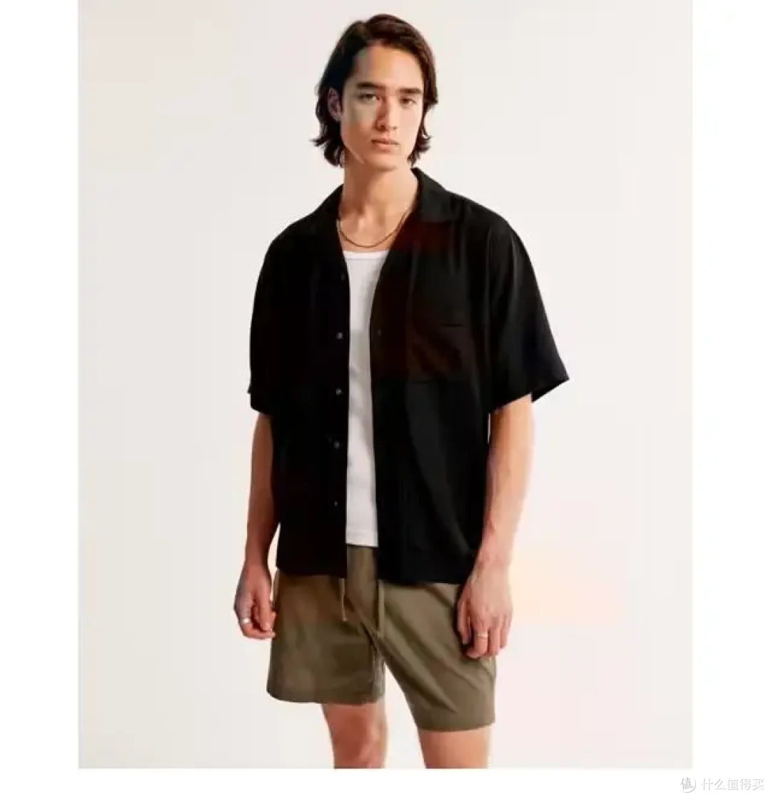 Abercrombie & Fitch 男装 24春夏古巴领时尚休闲亚麻混纺衬衫