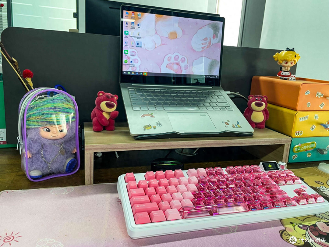 媳妇的心头好!粉嫩+透明,黑爵MK87三模机械键盘这波操作有意思