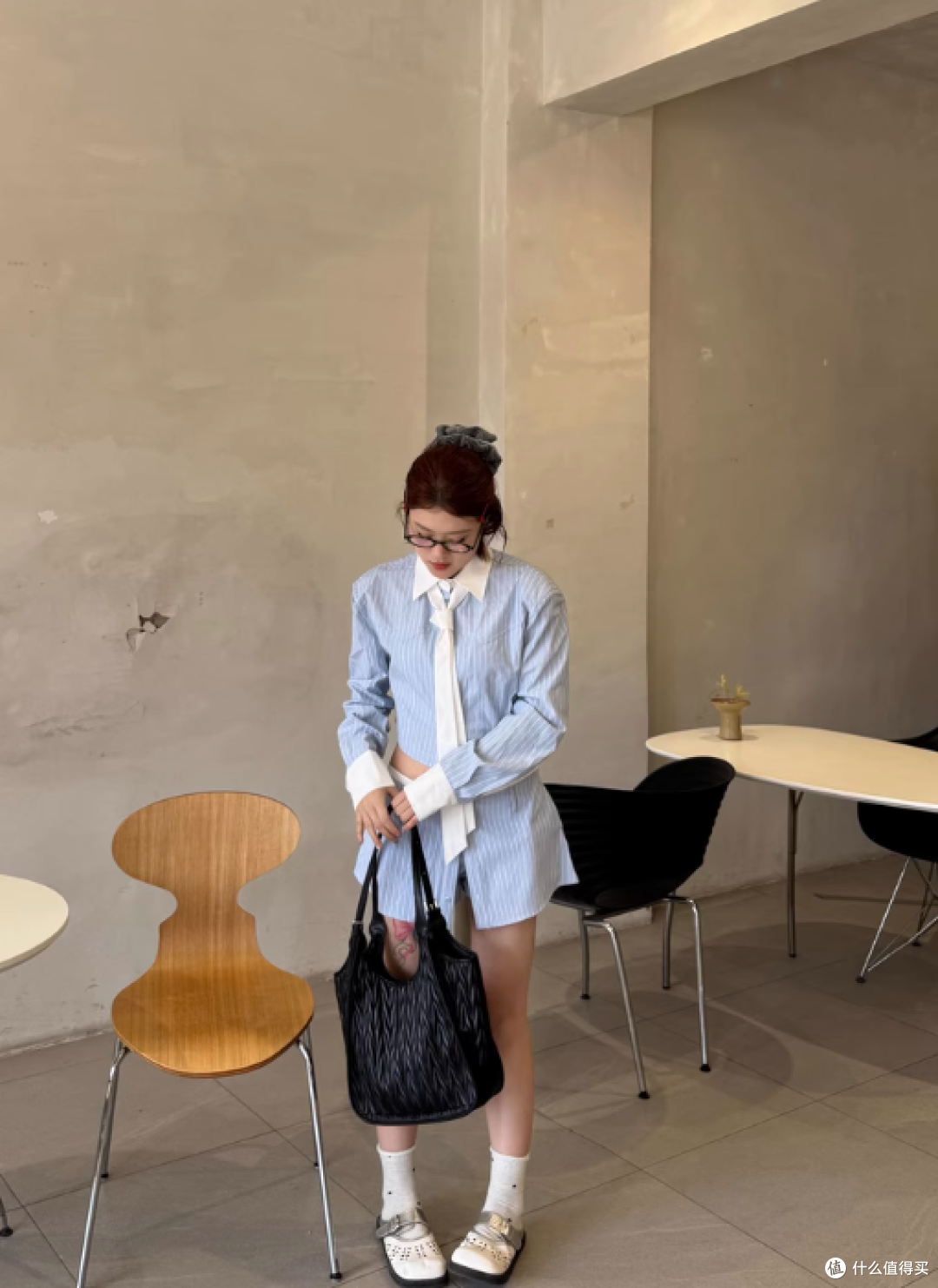 SOURGRAPE葡萄不太酸:韩系蓝白条纹长套装
