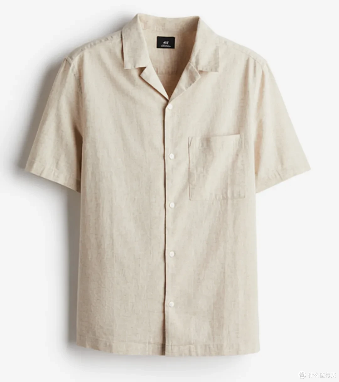 H&M 亚麻混纺短袖衬衫 浅米色