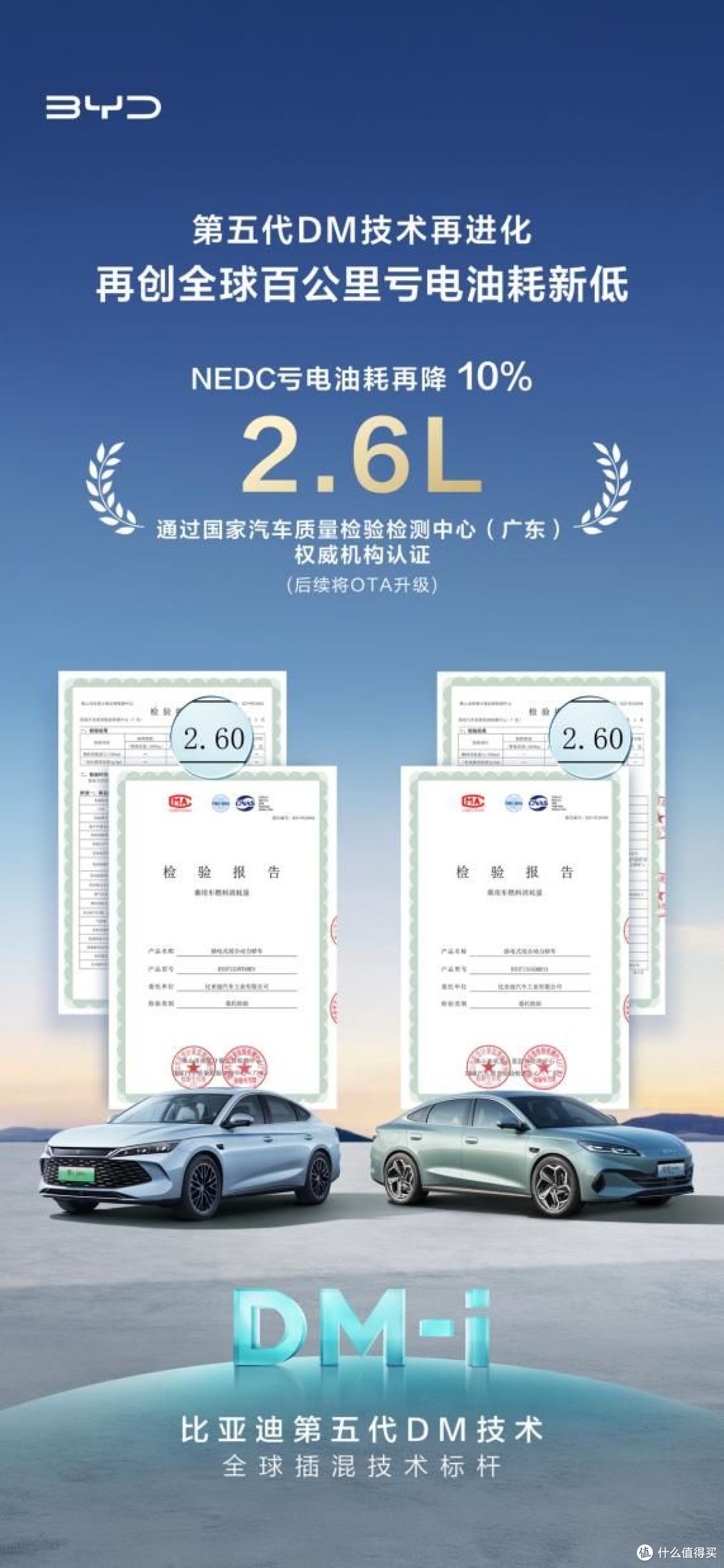比亚迪第五代DM技术再进化,NEDC百公里亏电油耗刷新至2.6L