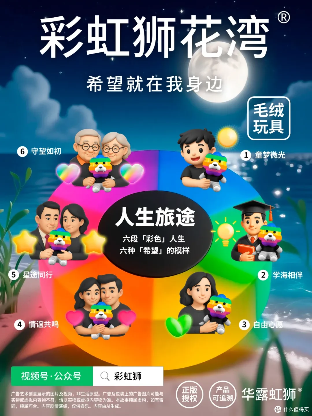 「彩虹狮花湾」毛绒玩具的「睡前故事」