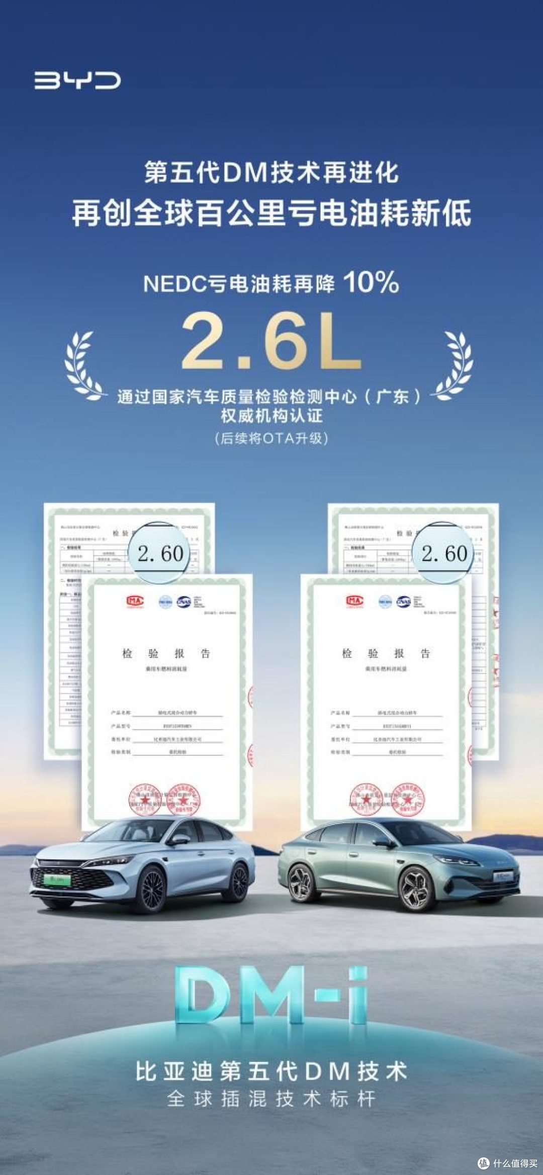 比亚迪第五代DM技术再进化,NEDC百公里亏电油耗刷新至2.6L
