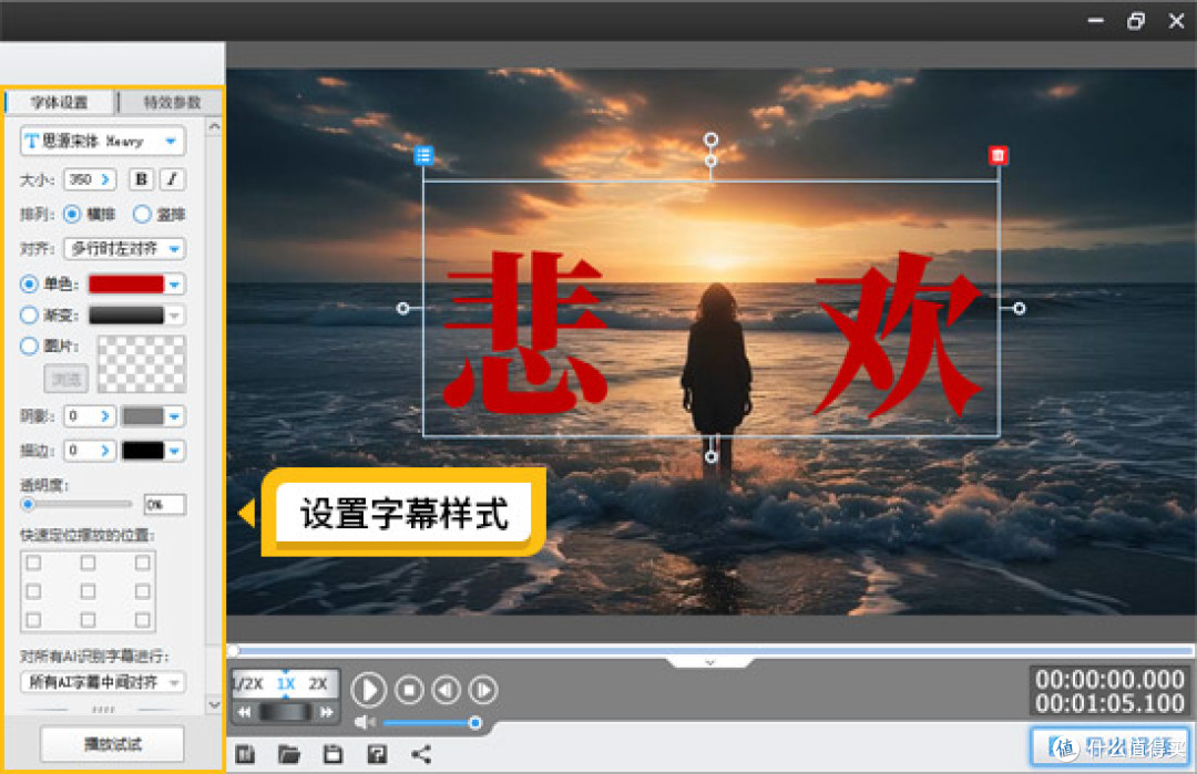 图9：设置字幕样式