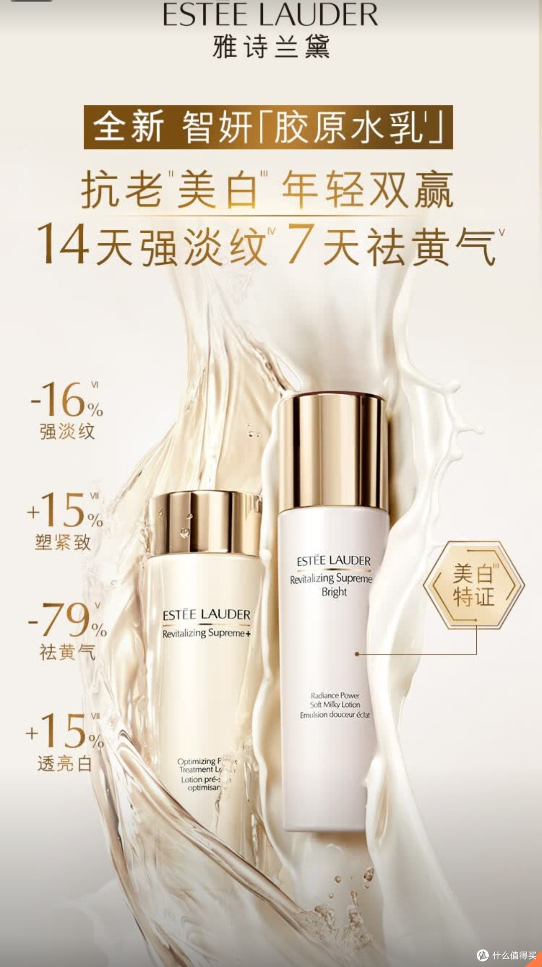 抗老美白双Buff!雅诗兰黛胶原水乳,太绝了!