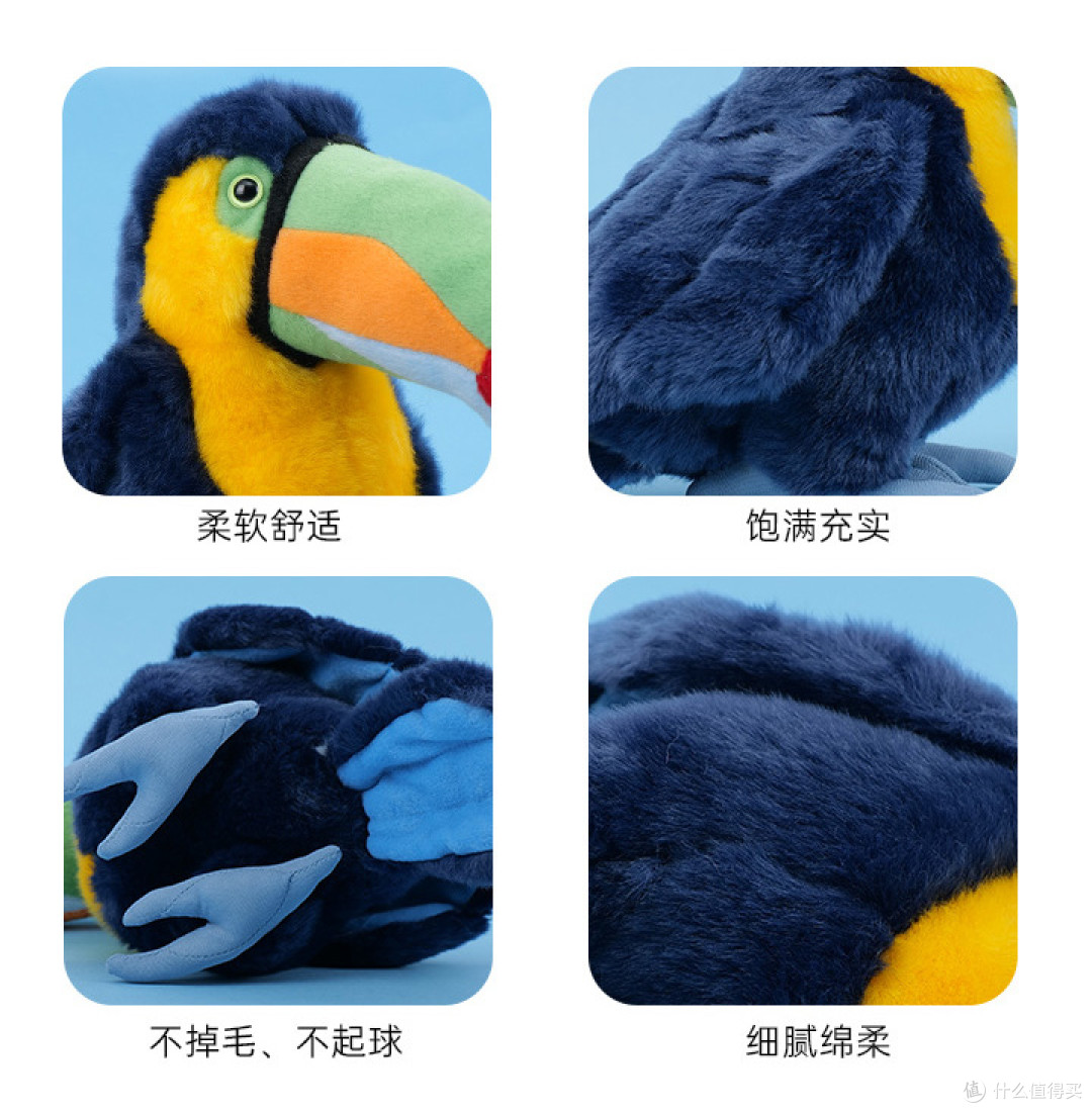 超萌治愈!仿真蓝色巨嘴鸟毛绒玩具测评
