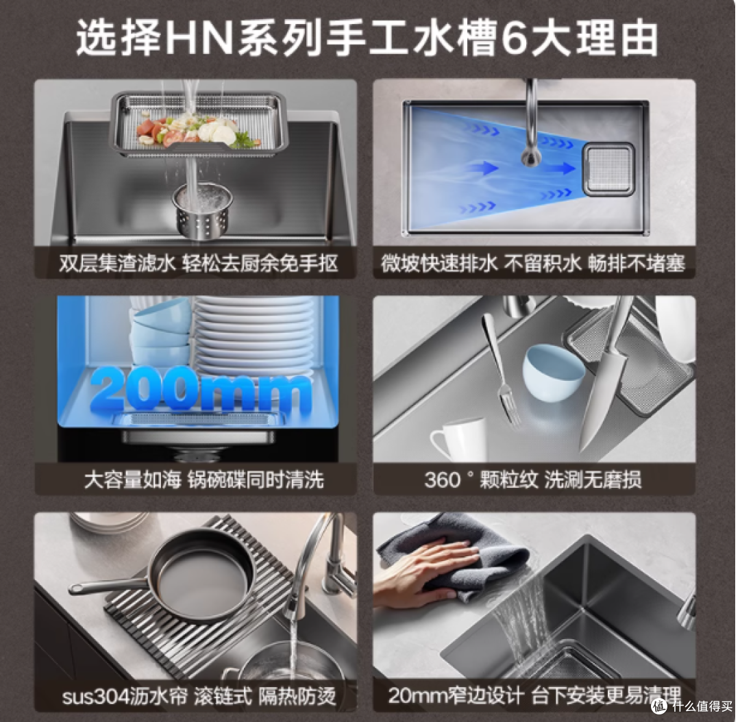 【真实测评】悍高 304 不锈钢大单槽,厨房的颜值与实力担当!