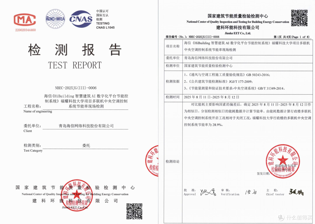 行政楼检测报告.jpg 高达28.9%!海信福耀科技大学项目节能率检测结果出炉