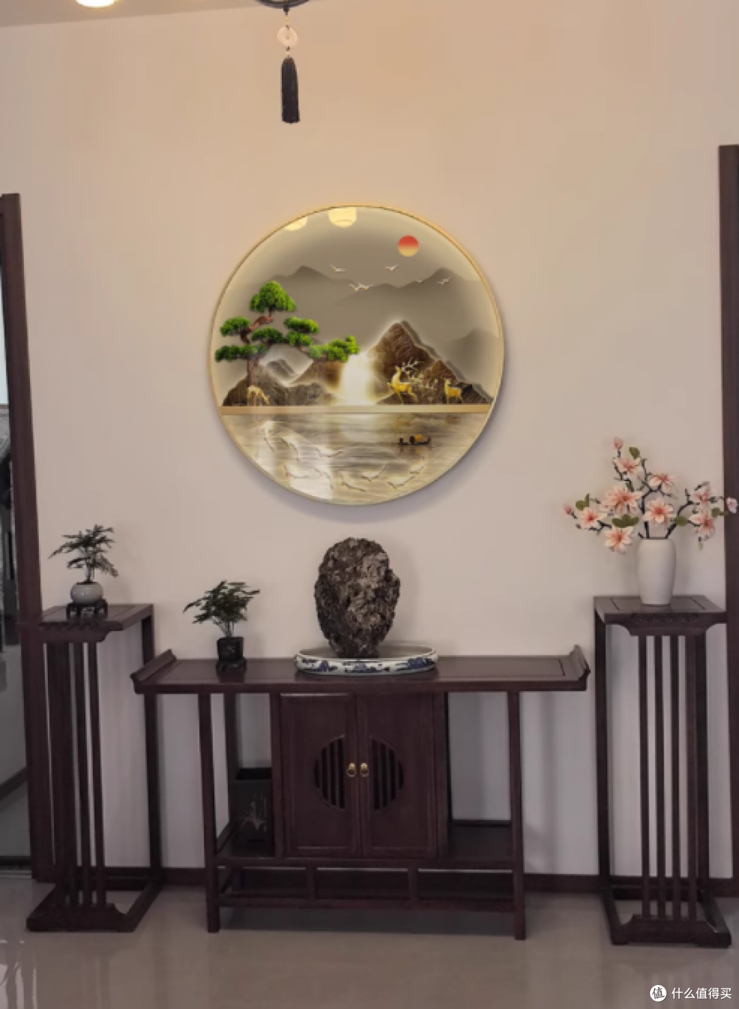 鼎翼旗舰店新中式入户圆形玄关装饰画:点亮空间的艺术臻品