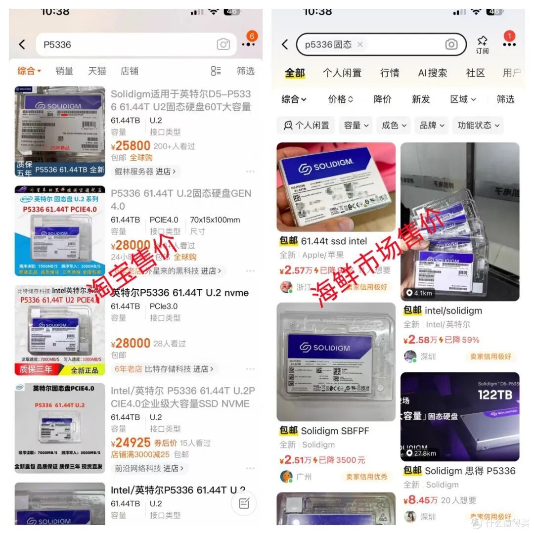 海鲜市场大量流出61.44TSSD，intel P5336五年保修只换不修！_固态硬盘_