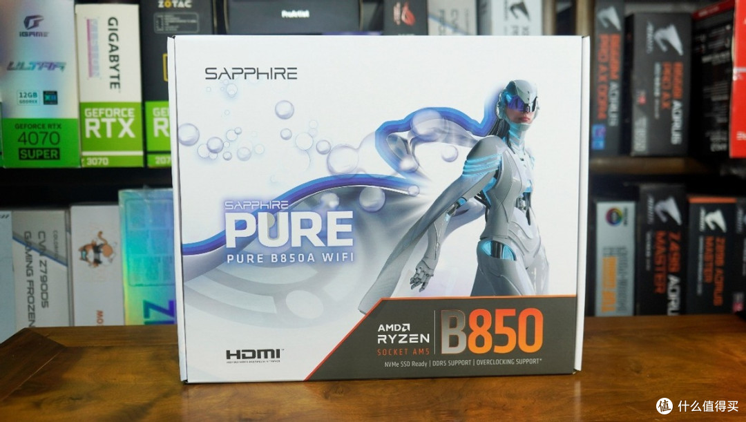 虽迟但到,白色款蓝宝石PURE 极地 B850A WIFI标准大板装机实测