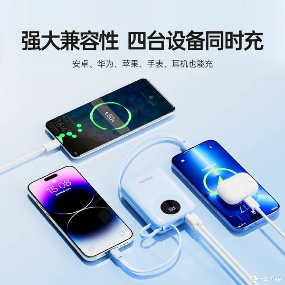 飞利浦20000mAh充电宝:双线快充,多设备适配的便携能量站