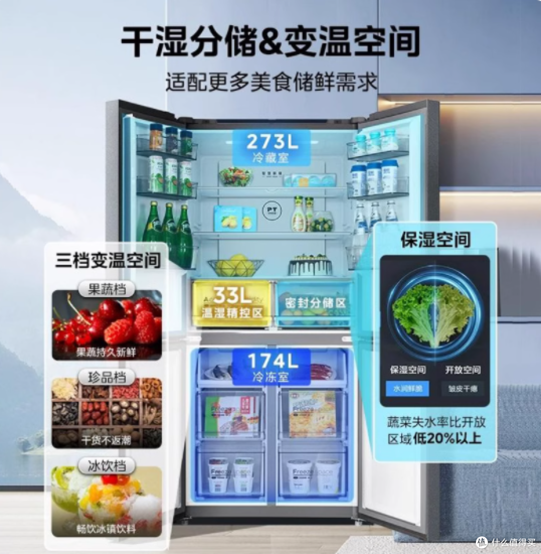 美的 480L 十字对开冰箱:品质生活的保鲜之选