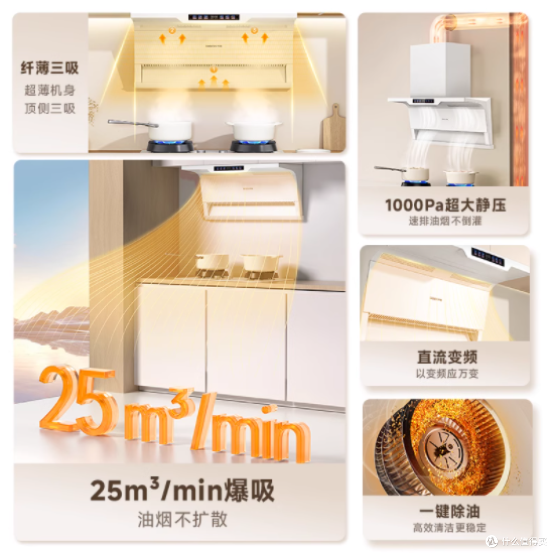 厨房净烟新宠:BOCK 布克白色顶侧双吸抽油烟机