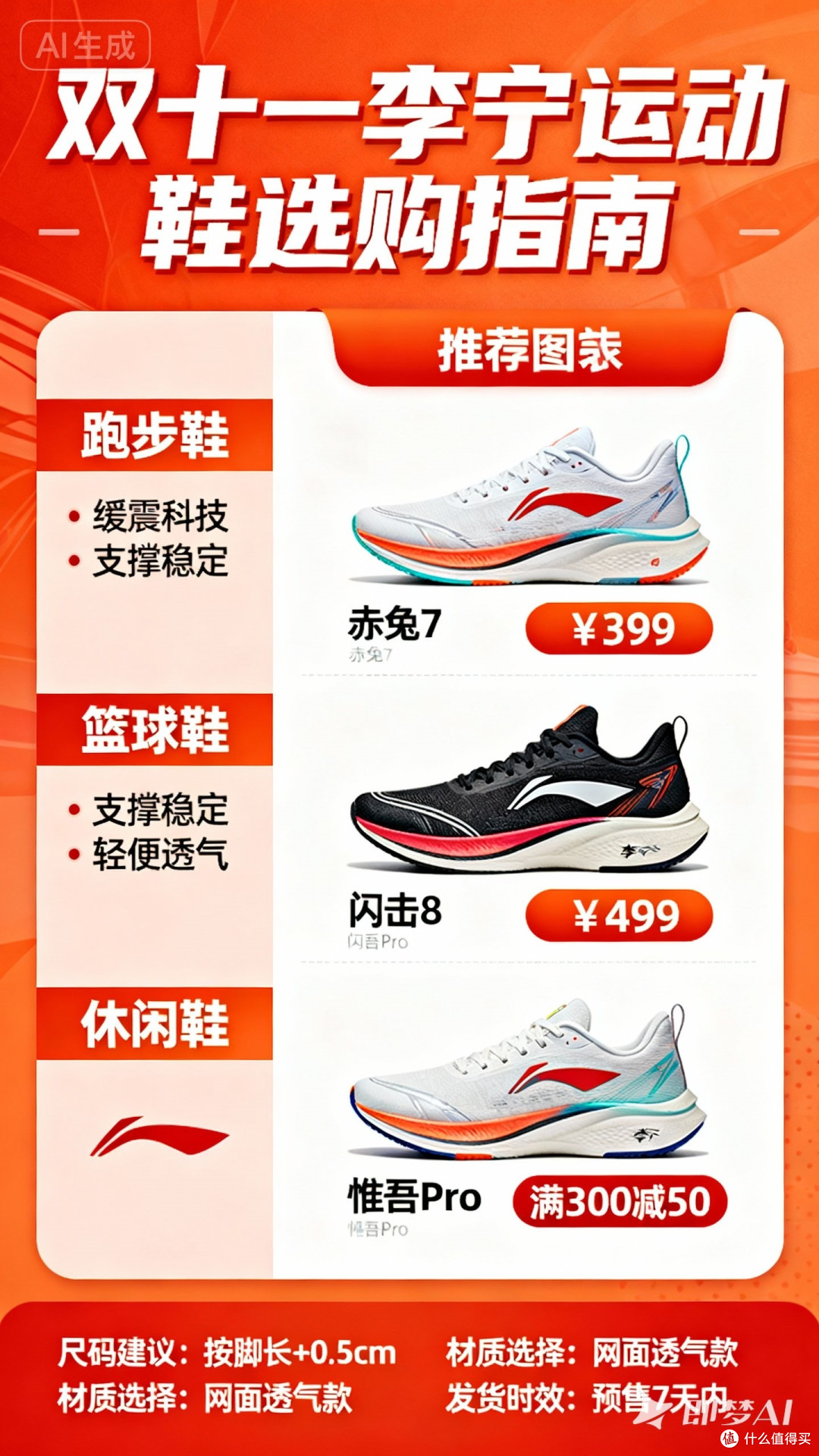 双十一李宁运动鞋选购指南