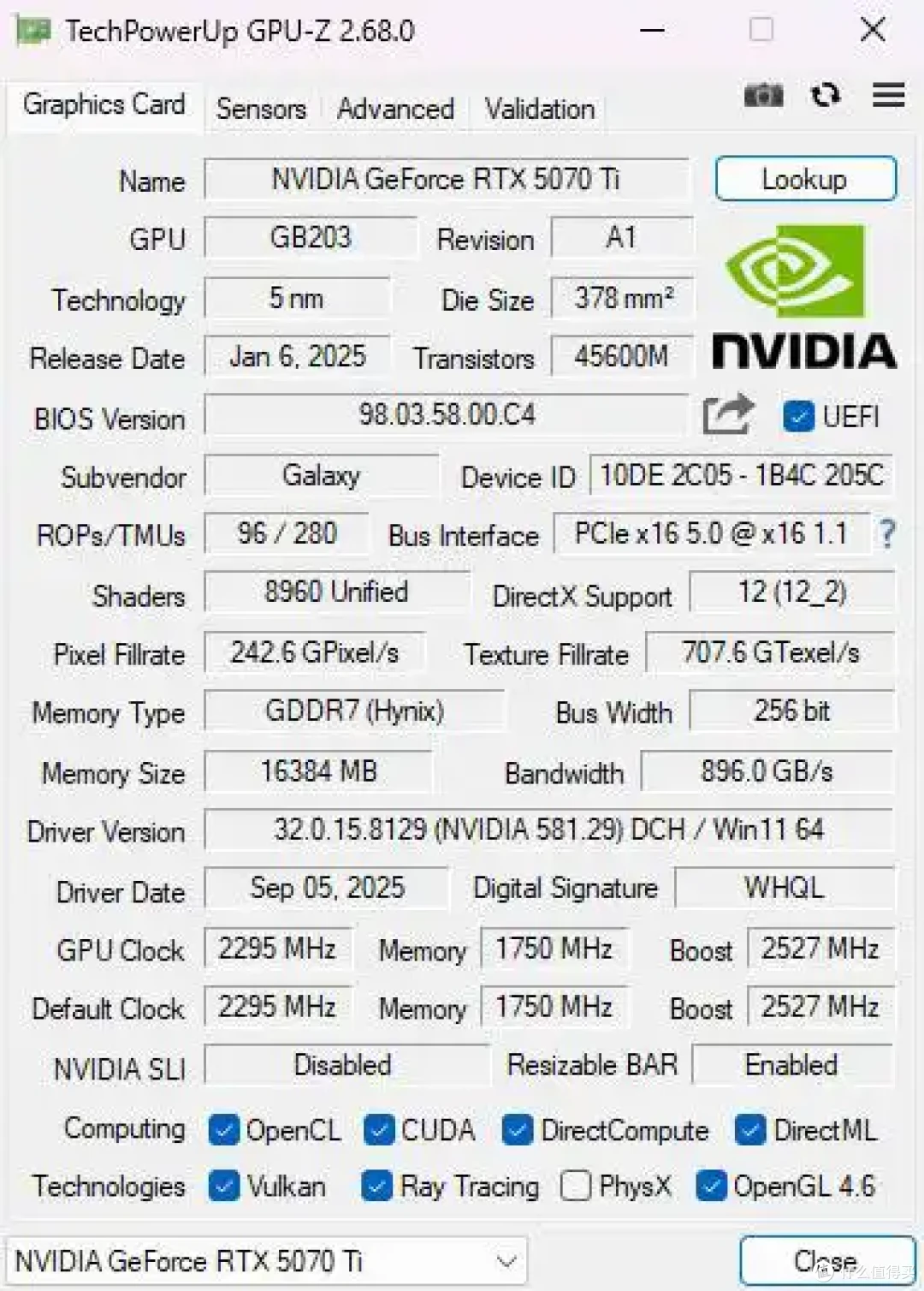 或50系高端显卡中值得入的一款、影驰RTX 5070 Ti星曜NOX OC显卡