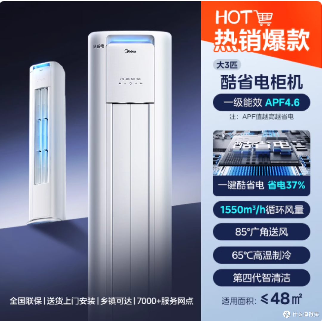 被美的酷省电 Pro 征服！3 匹柜机让 45㎡客厅实现清凉自由