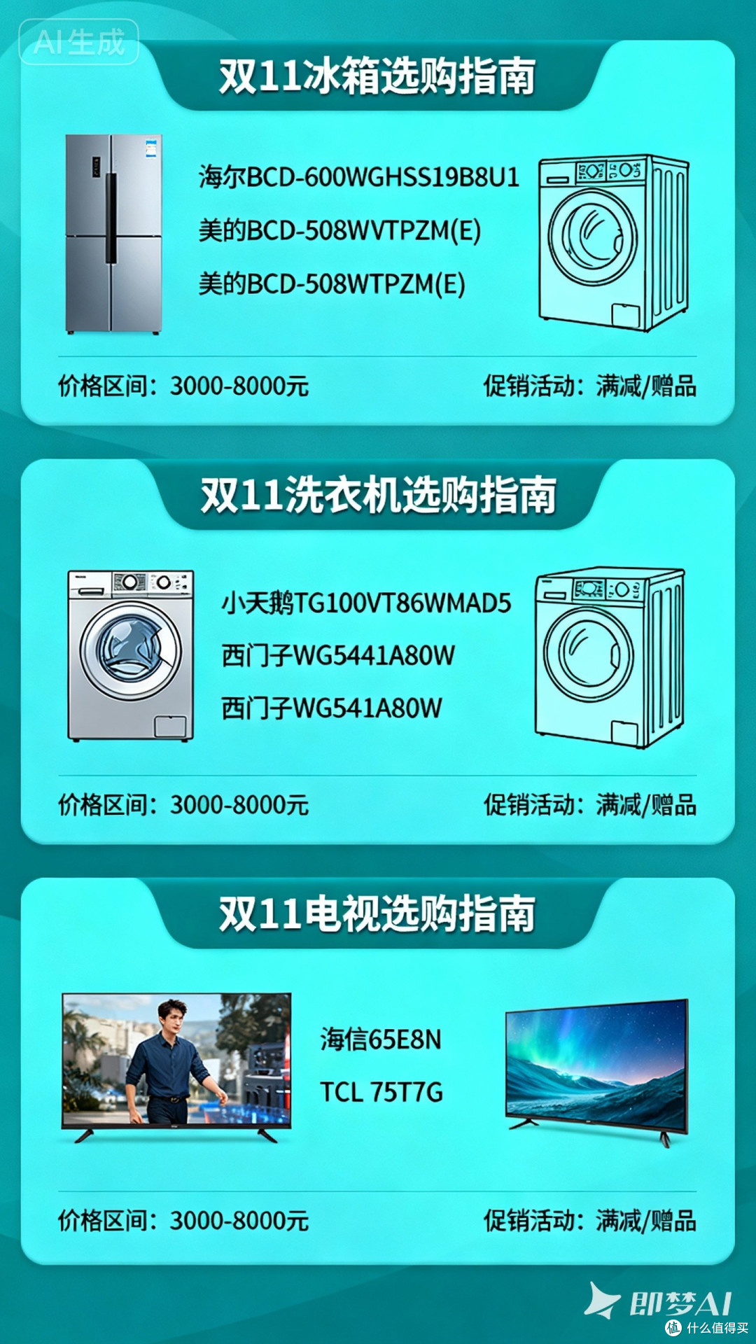 双11家电选购攻略:冰箱、洗衣机、电视,哪些品牌型号最值得买?