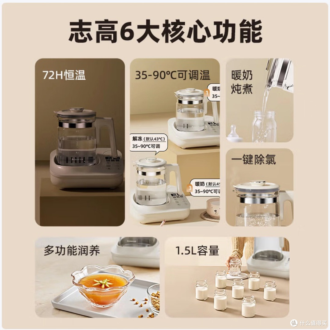 志高恒温壶DC-H15M众测体验:1.5L大容量|调奶泡茶都方便~