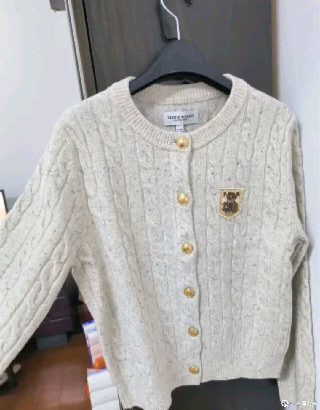 学院风天花板!Teenie Weenie小熊女装绵羊毛绞花开衫