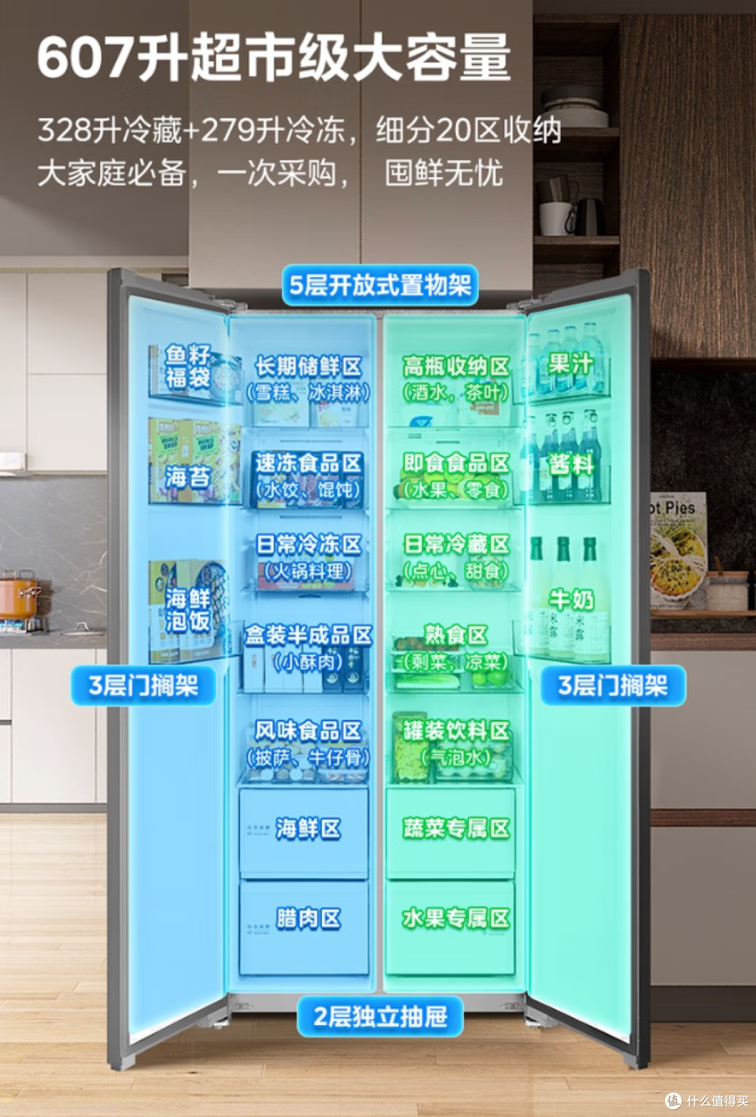 双十一冰箱别瞎买!记住这几点,美的607升让你实现囤货自由!