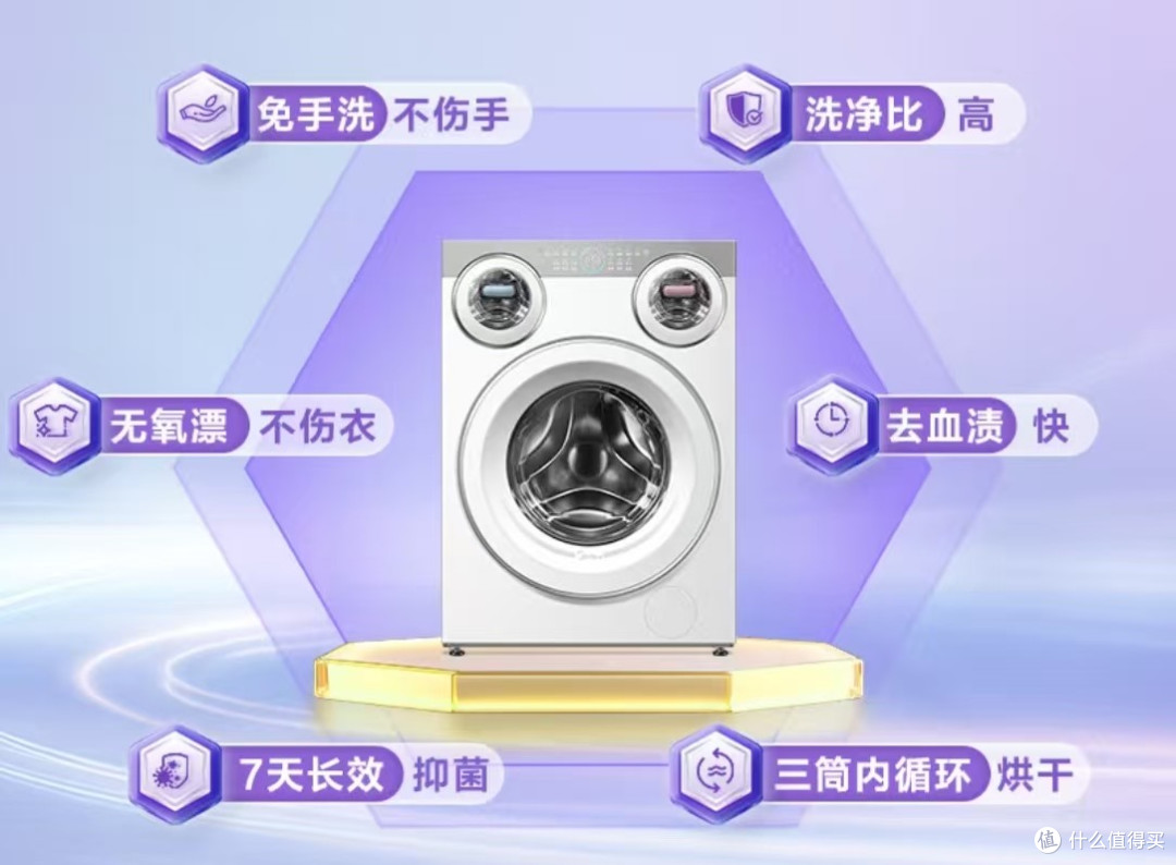 美的可爱多MD11DDEX三筒洗衣机:分区洗护的懒人优选