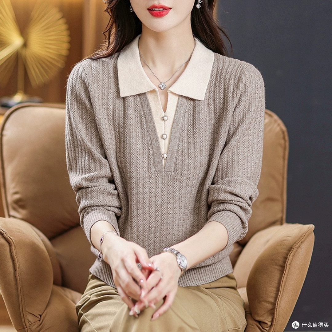 小个子姐妹秋冬翻领针织衫穿搭