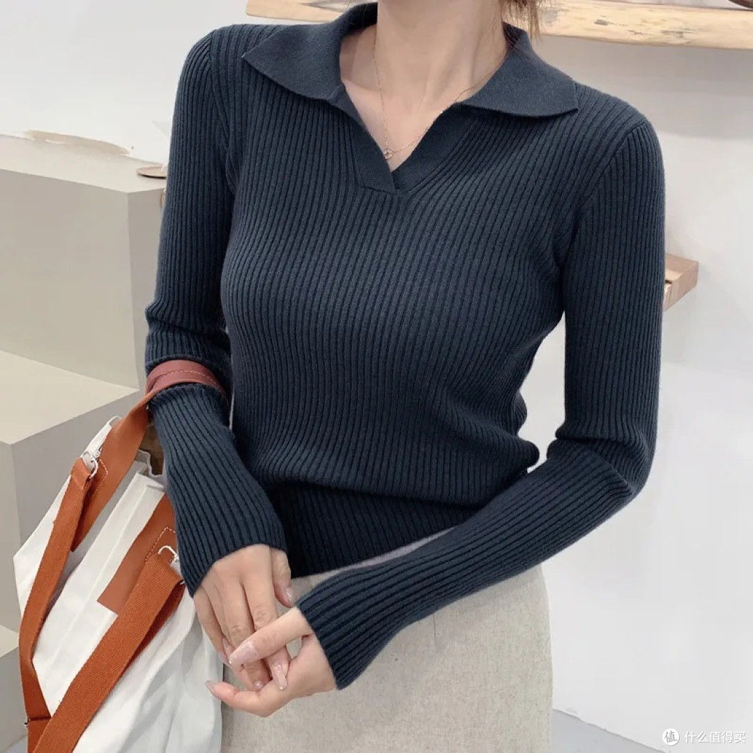 小个子姐妹秋冬翻领针织衫穿搭