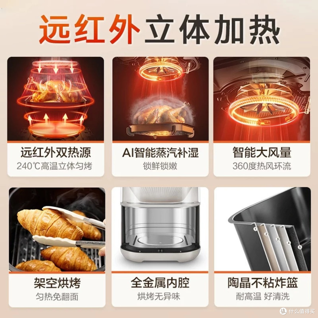 苏泊尔7L空气炸锅:远红外双热源