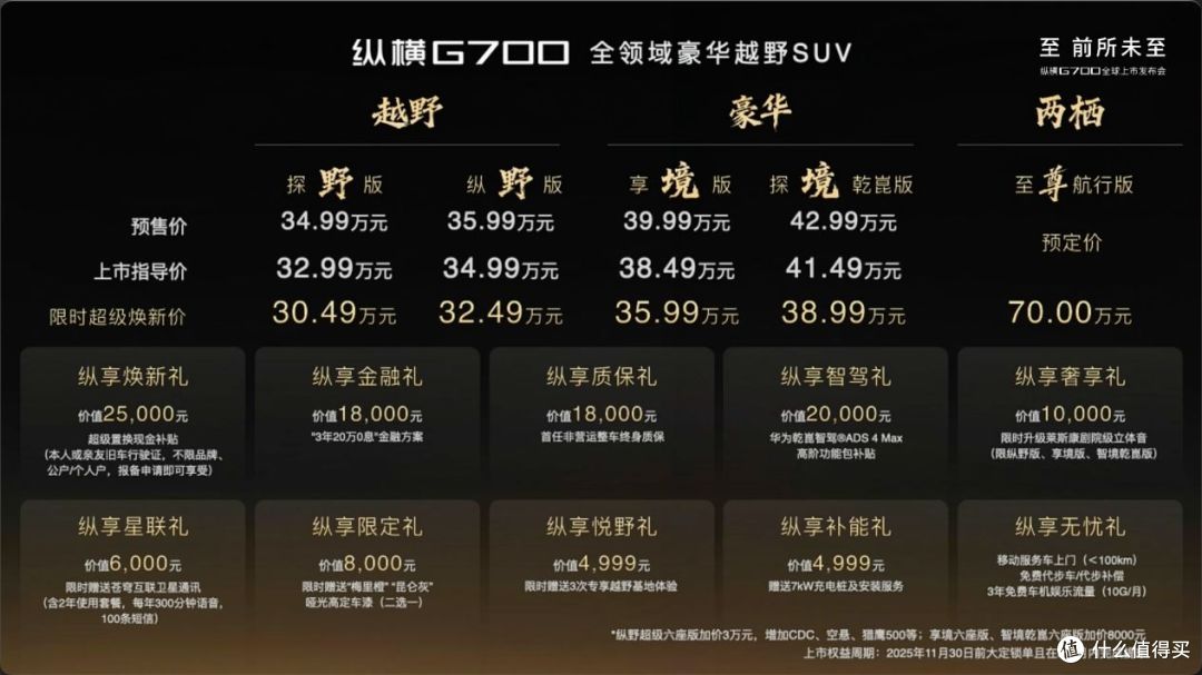 30.49万元起 纵横G700全球上市发布会 开启中国豪华越野新纪元