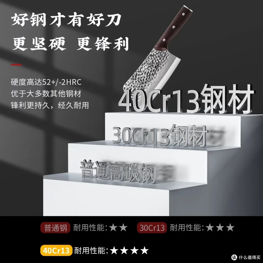 爱仕达锤纹锻打菜刀:锋利耐用