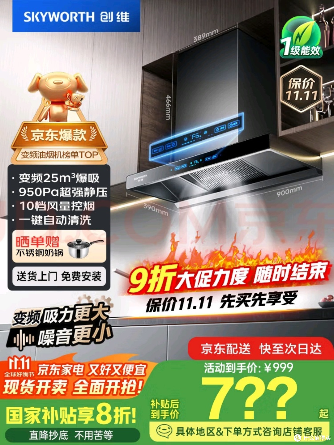 变频大吸力,厨房清新无忧