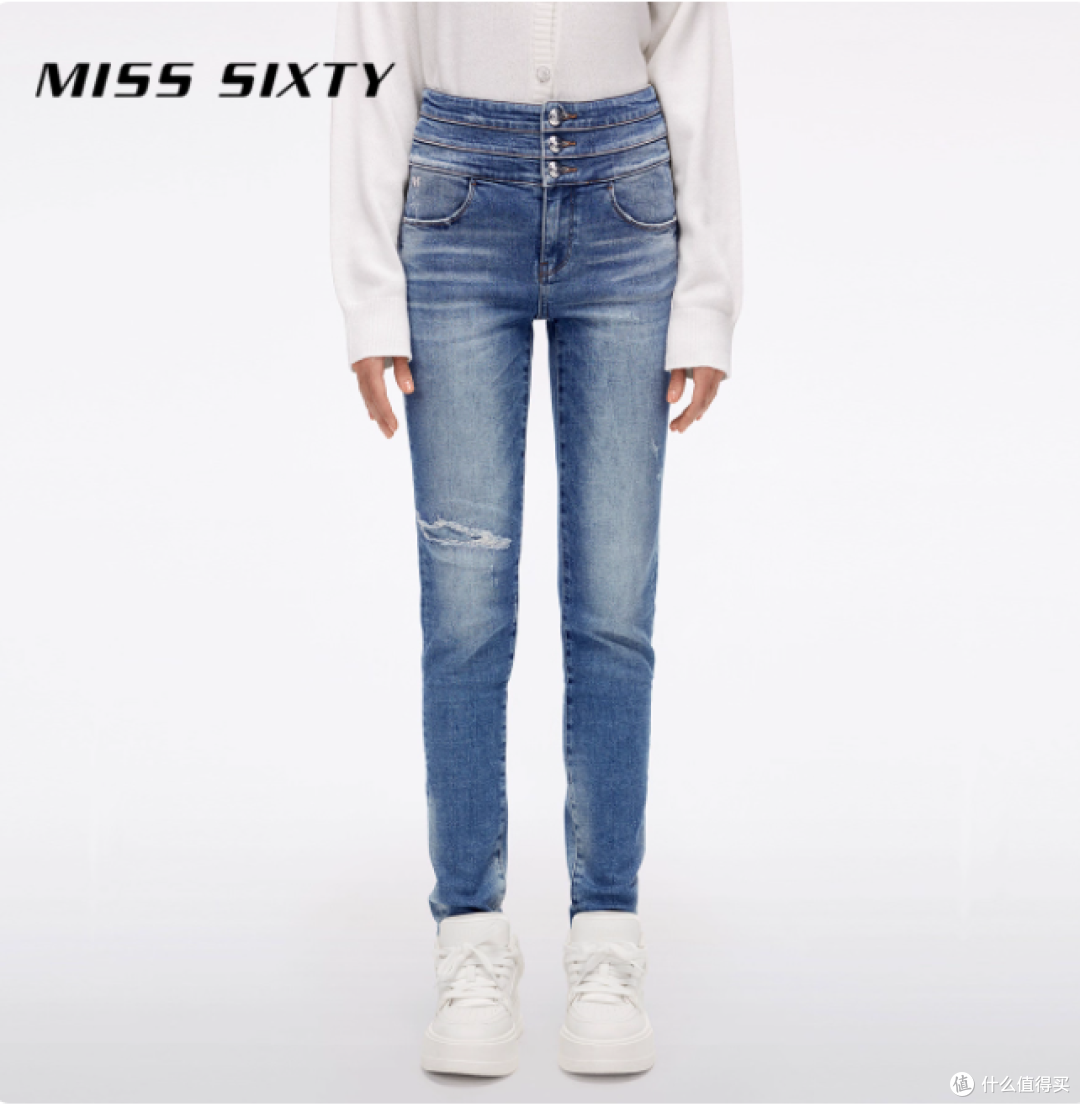 MISS SIXTY 三环腰修身牛仔裤:让复古丹宁成为身材战袍