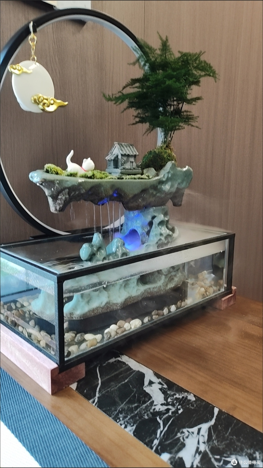 创意陶瓷流水玻璃鱼缸