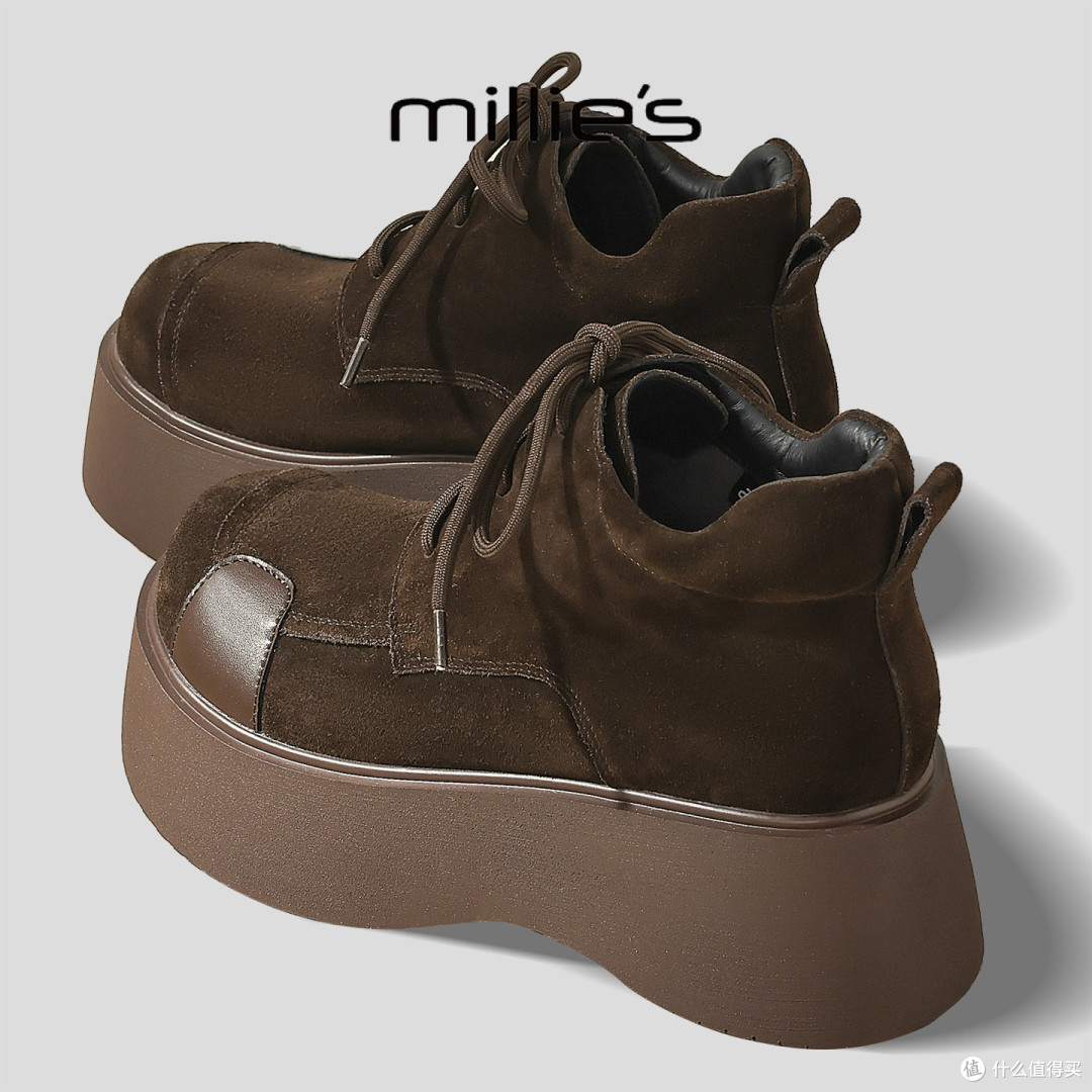 MILLIE'S/妙丽2025新款英伦粗跟马丁靴：小个子的冬日气质利器