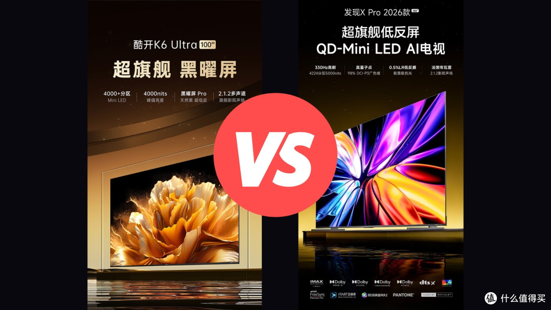 酷开100K6Ultra和Vidda发现XPro:2025双十一100英寸电视深度对比