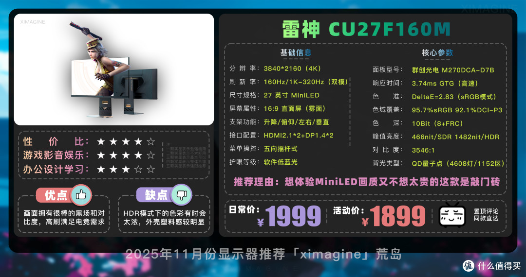 【25年11月显示器推荐清单】教父级电竞显示器选购指南!