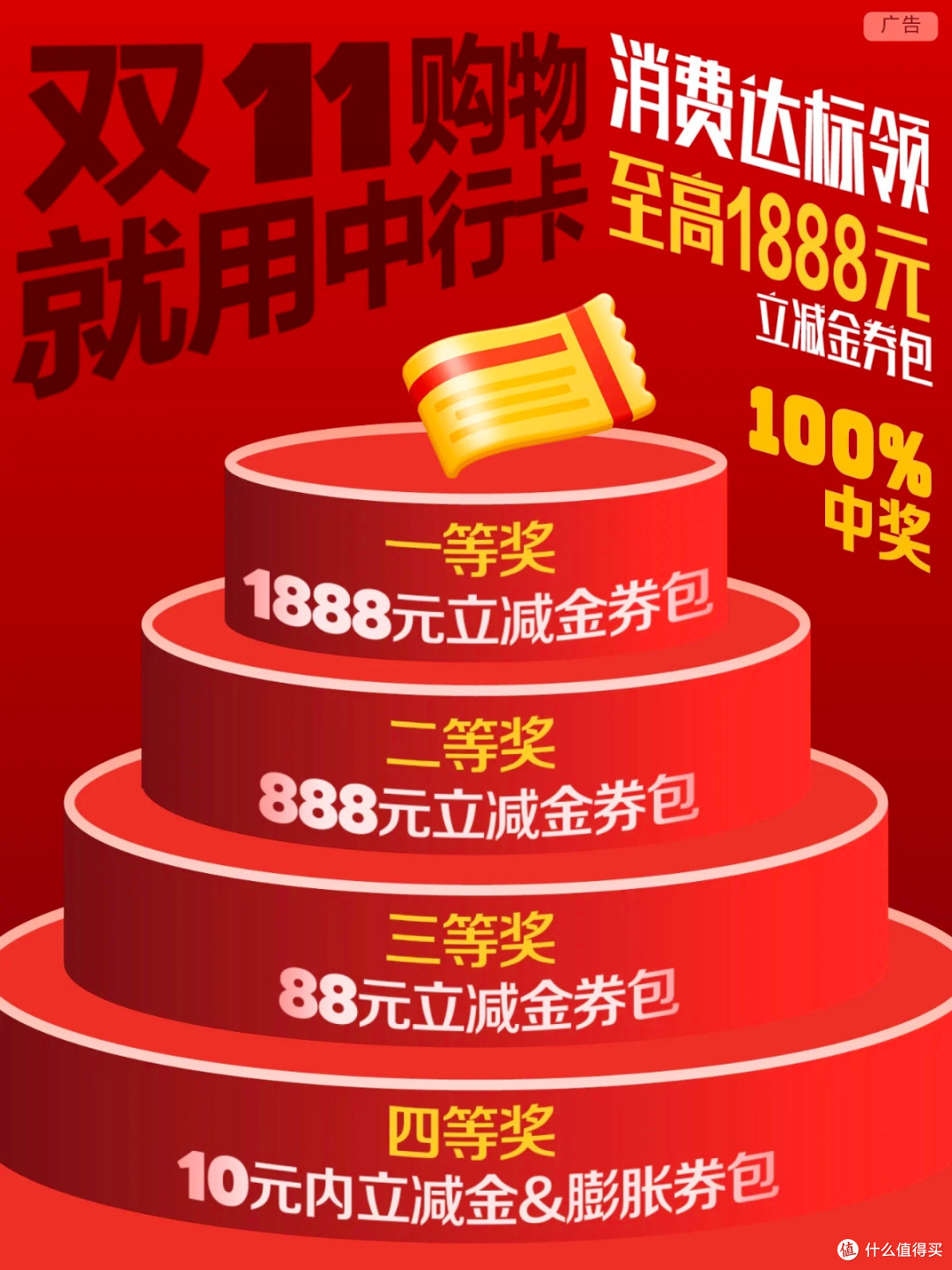 双11省钱天花板!中行卡支付超给利,1888元立减金轻松薅