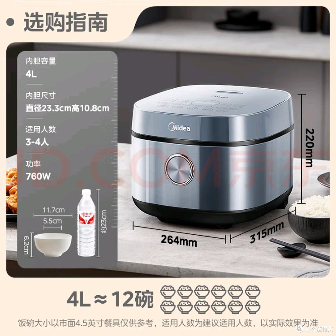 双11优选:美的4L电饭煲省心又实惠