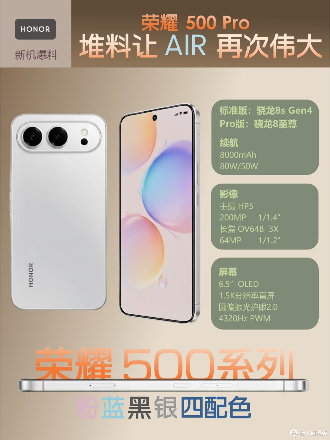 荣耀500 Pro爆料炸裂!骁龙8Gen5+8000mAh重塑中端机定义