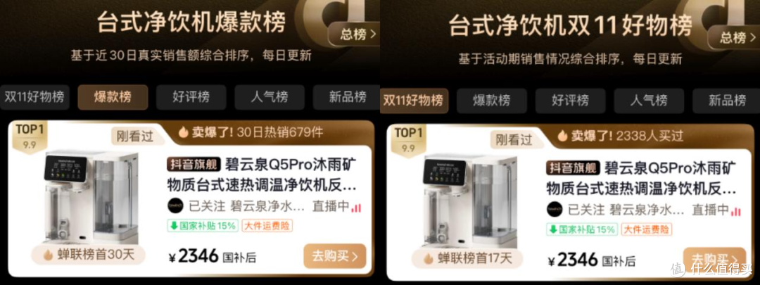 母婴家庭必入!碧云泉 Q5Pro 登顶入门级净饮机双十一销量王