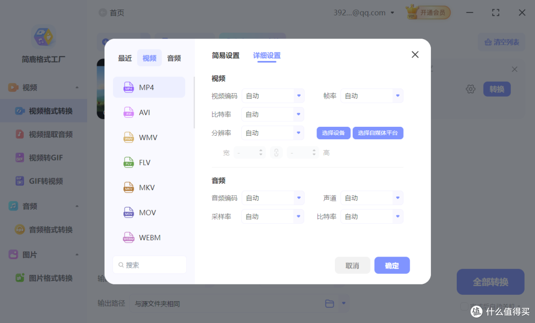 选择 MP4 输出格式