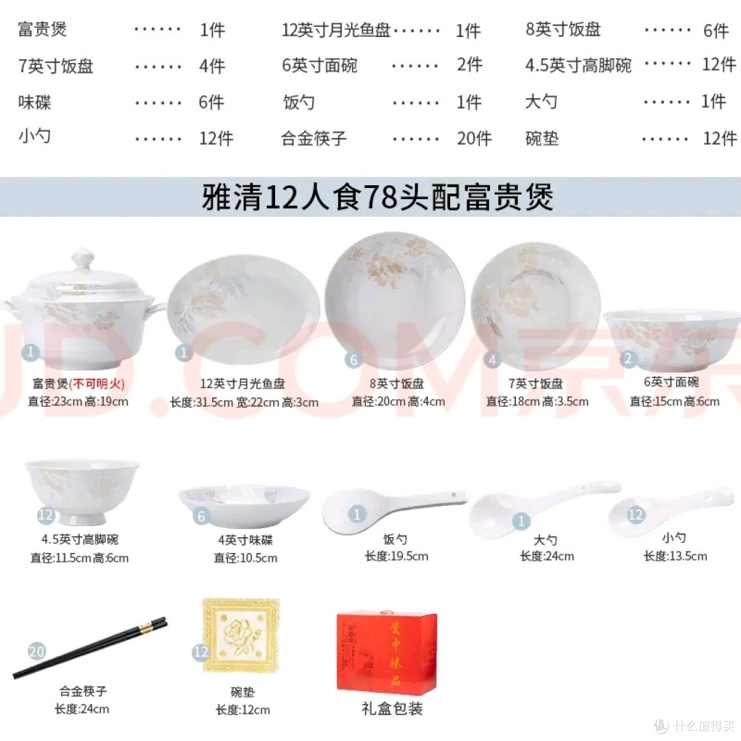 景德镇78头餐具套装,乔迁宴首选