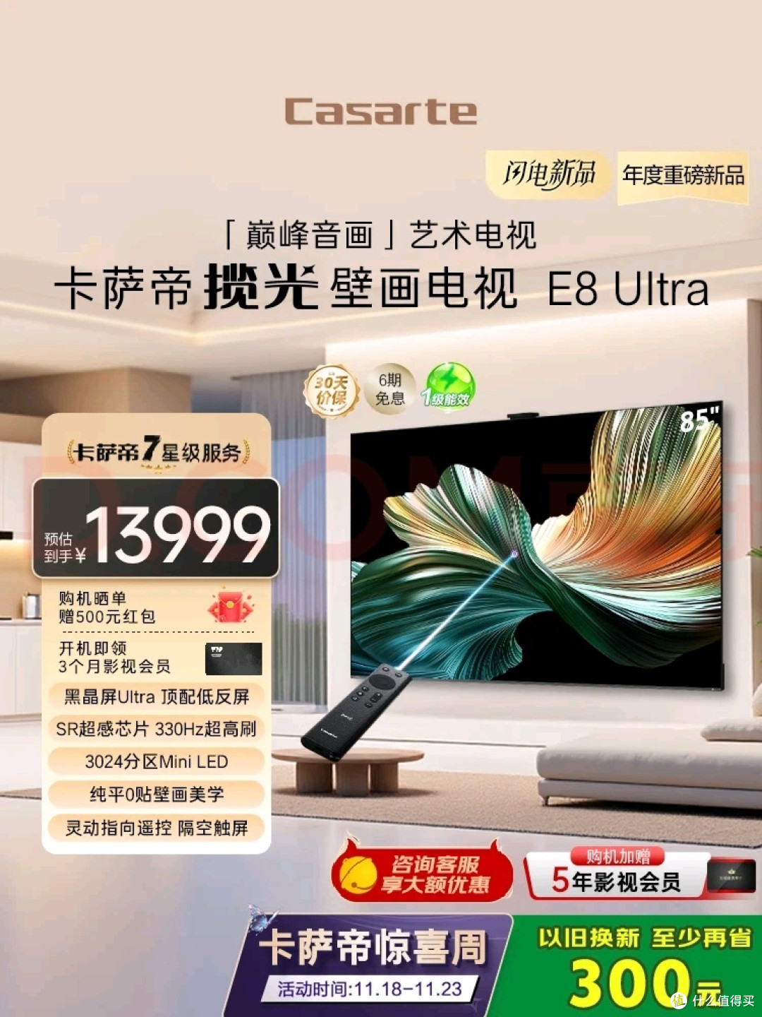 3024分区MiniLED,卡萨帝壁画电视评测