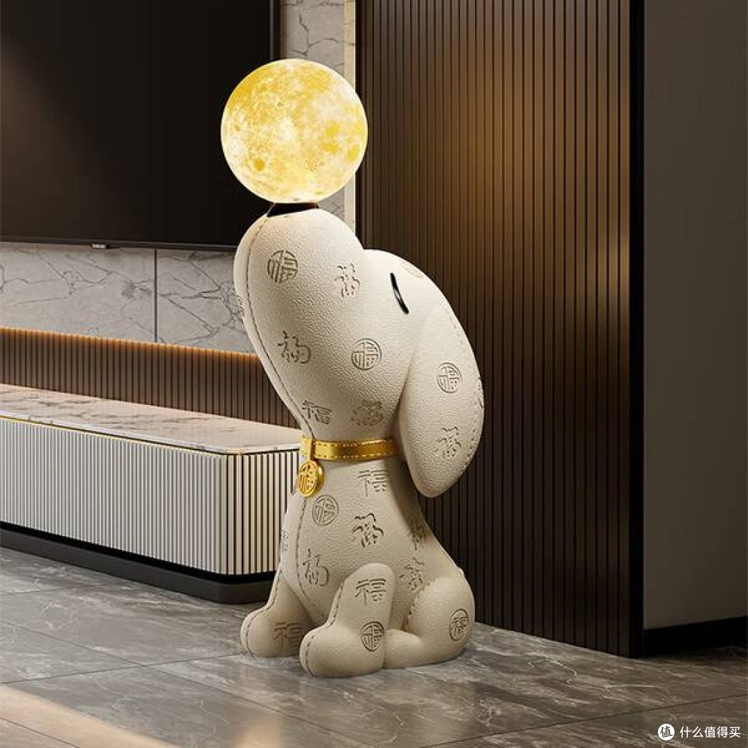 百福比格犬月球灯:点亮客厅电视柜旁的温馨角落