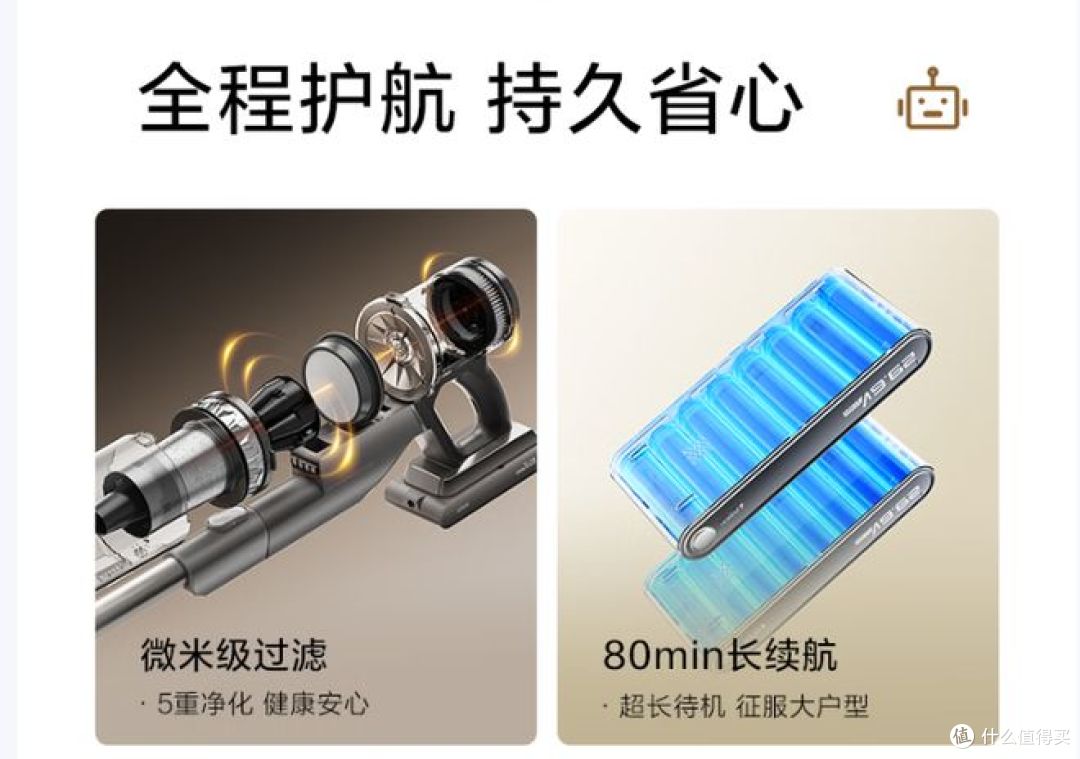 美的家用F30无线手持吸尘器,绿光显尘,除螨除尘,轻量大吸力