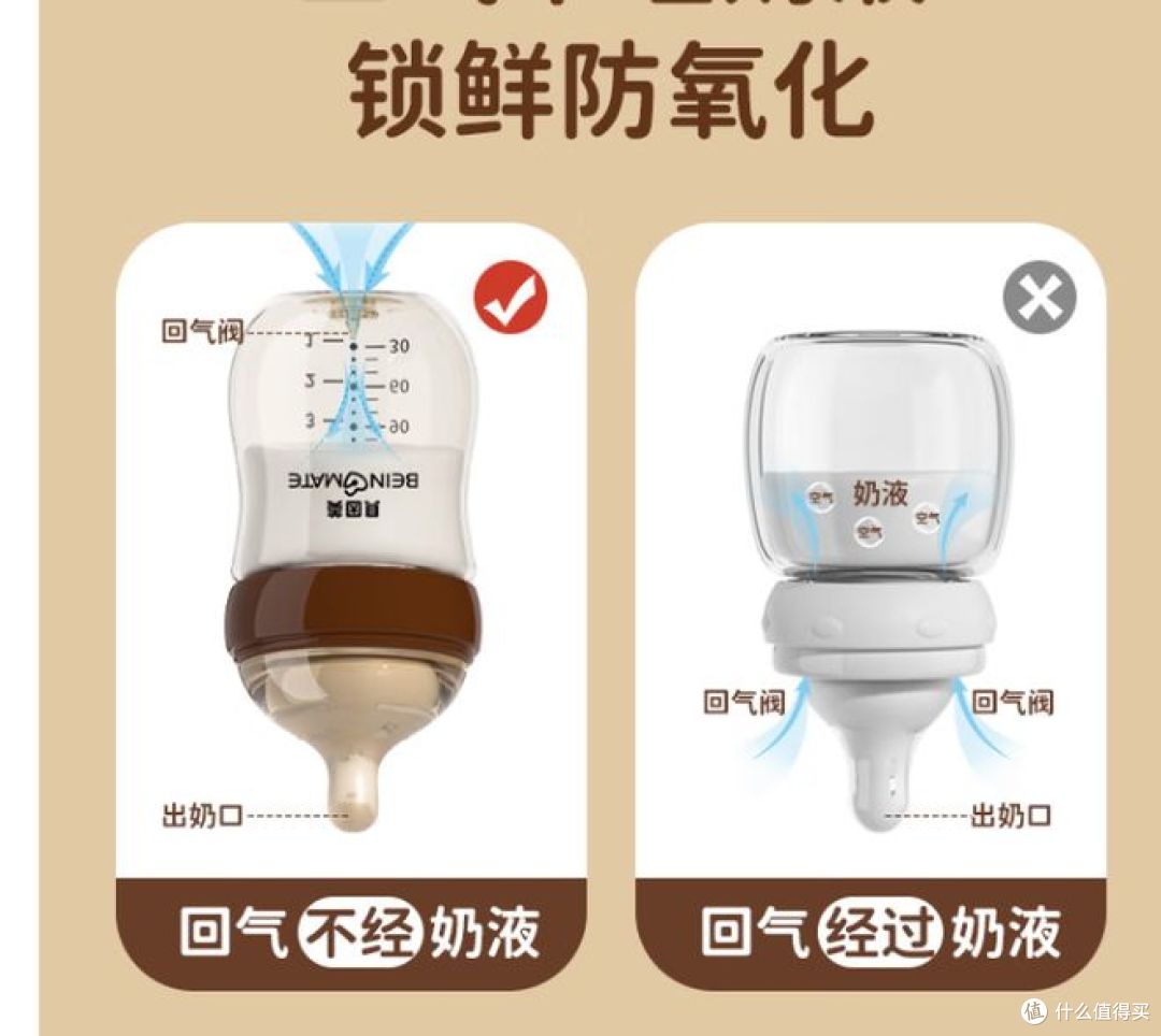 贝因美新生儿防胀气玻璃奶瓶,双导气孔设计,助力宝宝健喝奶!