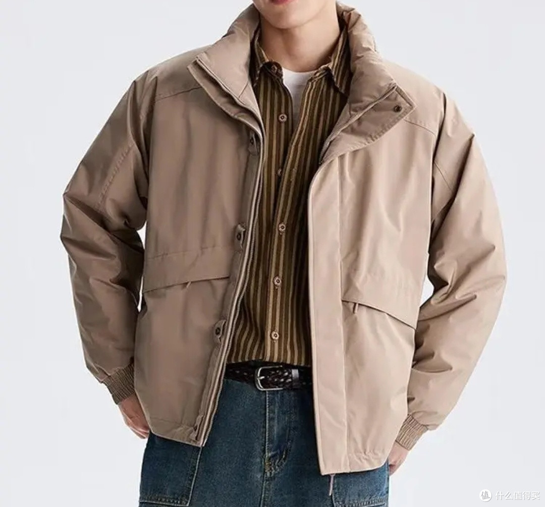 利郎立领薄绒羽绒服:防风蓄暖,轻盈舒适不臃肿